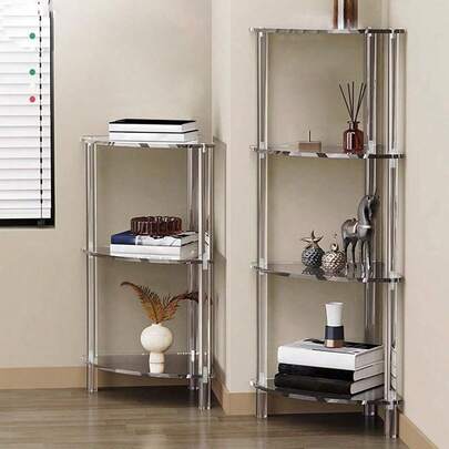1 Bộ bàn góc tam giác bằng acrylic có thể kết hợp 2/3/4 tầng để lưu trữ đồ đạc
