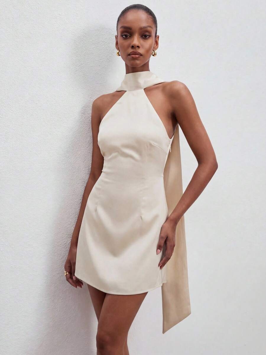 ATUI Studio 优雅时尚的女士系带连衣裙，夏季款 - 白色 - 查看 1