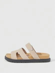 HighSole 女士厚底凉鞋，新款厚底凉鞋，黑色罗马风凉鞋，防滑多功能时尚凉鞋，夏季休闲沙滩凉鞋 - 米色 - 查看 2