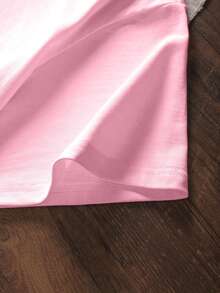 EMERY ROSE Camiseta de mujer de manga corta con cuello redondo y estampado de letras coloridas - Rosa Pálido - Ver 3