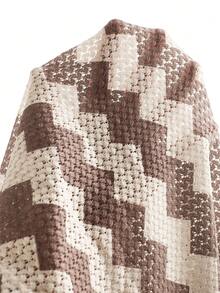 Manfinity CasualCool 男士针织提花撞色条纹短袖衬衫和纯色短裤套装 - 卡其色 - 查看 6