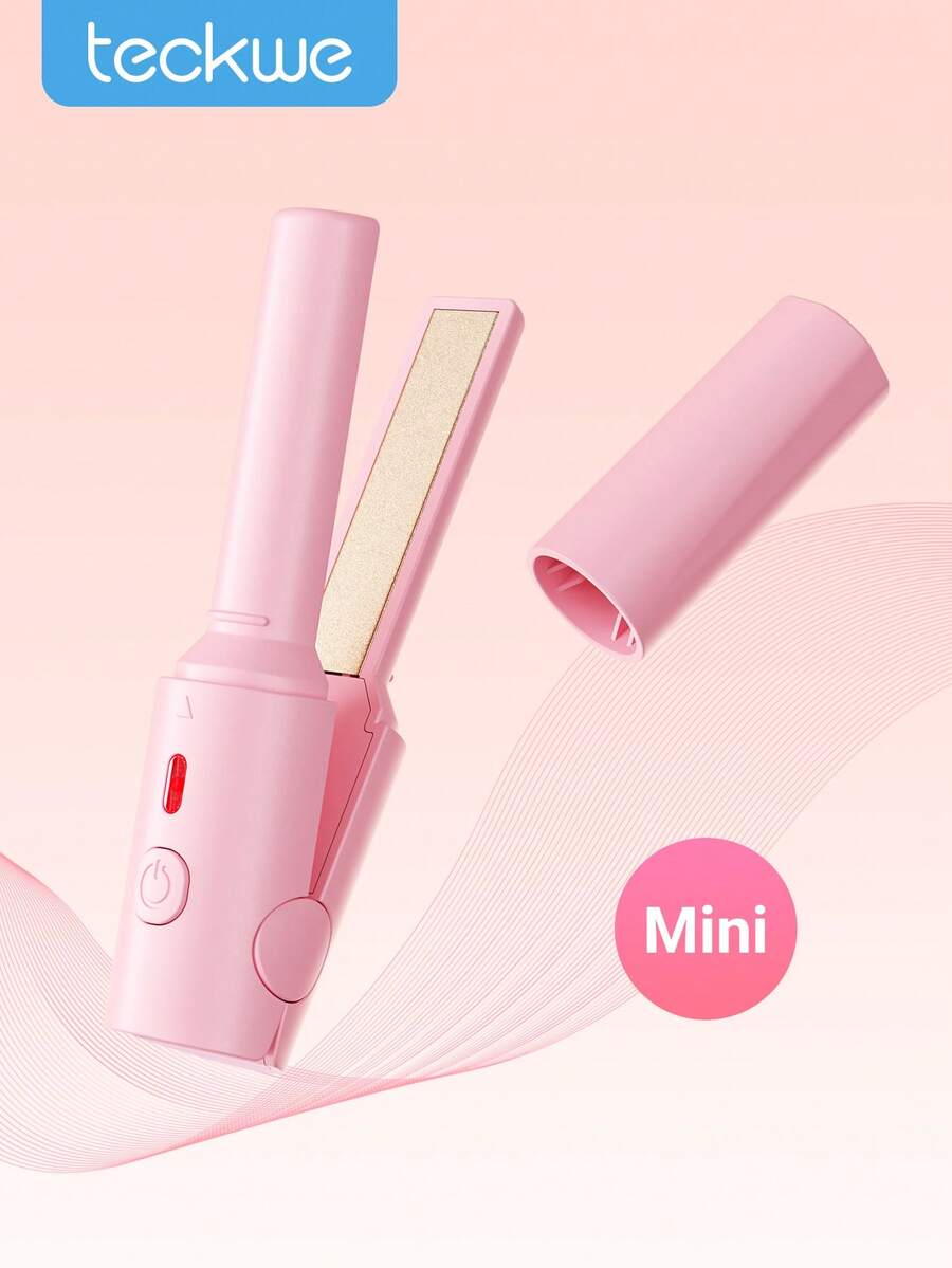 Teckwe Máy uốn tóc mini không dây USB, máy duỗi và uốn tóc nhỏ gọn tiện dụng khi đi du lịch, lớp phủ gốm, làm nóng nhanh, thích hợp cho tóc ngắn, tóc mái, tóc giả, tóc nối, nguồn điện USB-C. - Nhiều màu - Xem 1