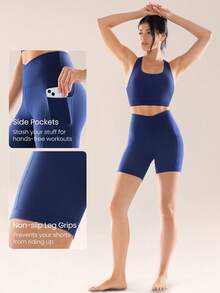 GLOWMODE Quần short chạy bộ FeatherFit™ Country Crossover chống trượt 6 inch, thích hợp cho đạp xe, tập gym và các hoạt động thể thao cường độ cao. - Dark Blue - Xem 3