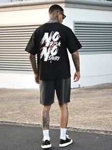 Devon Thys 男士时尚印花冰丝短袖T恤，夏季街头风 - 黑色 - 查看 6