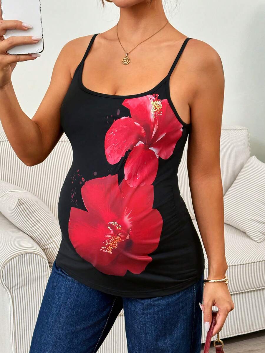 SHEIN Floral Print Casual Maternity Camisole - Multicolor - View 1