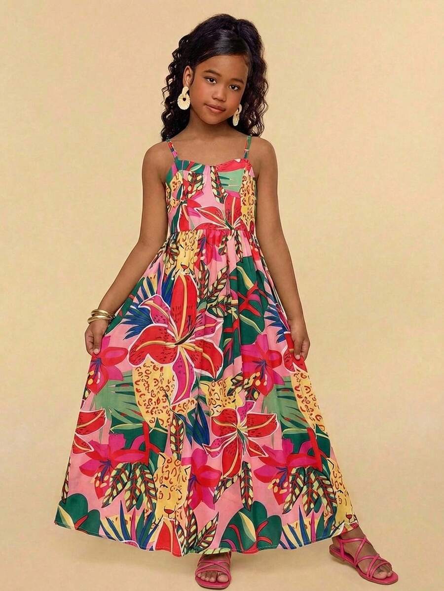 Travachic KIDS Tween Girls' Floral Print Sleeveless Dress, Casual Vacation Style,Kids - Multicolor - View 1