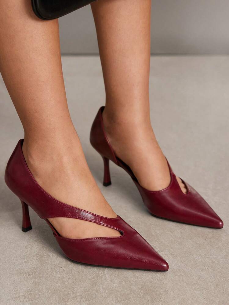 CUCCOO SZL Women's Pointed Toe Minimalist Hollow Out High Heel Pumps, Suitable For Daily Commute