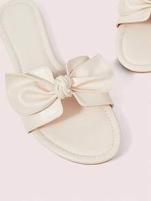 CUCCOO DOLLMOD Ladies Milk Apricot Comfortable Flat Sandals, Sweet Style Bow-Soled Sandals - Apricot - View 8
