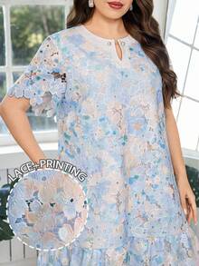 Reflora 大码优雅花卉蕾丝连衣裙，夏季 - 彩色 - 查看 4