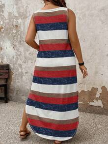 Breezaya Plus Size Women's Casual Striped Dress, Spring/Summer - Multicolor - View 2
