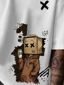 Manfinity Dauomo Plus size herr minimalistisk mönstrad rund halsad kortärmad t-shirt - Svart - Visa 3