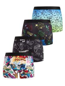 SHEIN 4PCS Tween Boys Undershirt - Multicolor - View 2