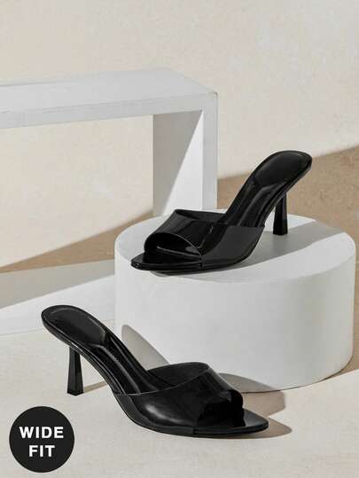 SHUZIA Women's Wide-Fit Fashion Comfy Sexy Point Toe Patent PU Stiletto Heel Sandals
