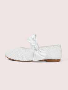 CUCCOO DOLLMOD Modische weiße Mesh-Schleifenflache Schuhe, Frühlingschuhe für Osterferien - Weiss - Übersicht 7
