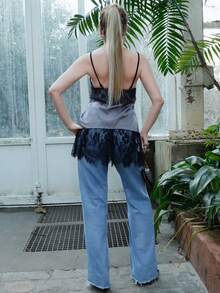 Elenary Edit 女士蕾丝边简约 A 字裙，休闲日常穿着 Y2k - 黑色 - 查看 2