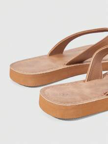 HighSole Flip-Flops Damenbekleidung 2026 Sommer Neu Modisch Vielseitig Flache Rutschfeste Weiche Sohle Strand Kühle Pantoffeln - Braun - Übersicht 3