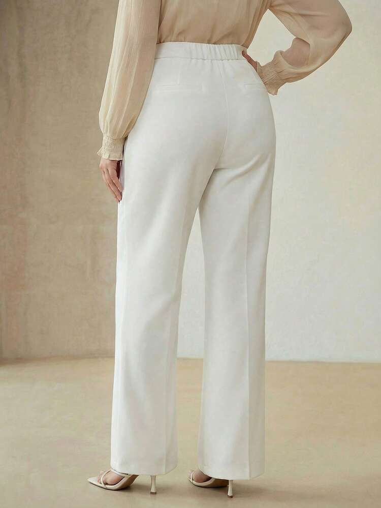 PLUS SIZE SEAM FRONT FLARE LEG PANTS