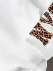 EMERY ROSE Sudadera casual de mujer con estampado de letras y empalme, de manga larga y uso versátil para el día a día - Blanco - Ver 4