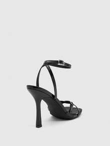 CUCCOO SZL Women's Square Toe Rhinestone Ankle Strap Sandals For Christmas - Black - View 3