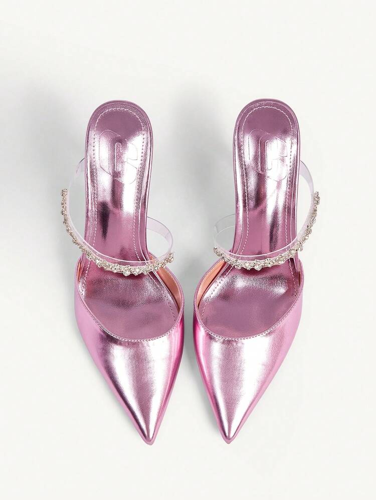 CUCCOO CHICEST Women's Pointed Toe Rhinestone Decor Daily Versatile Fashion High Heels Summer Shoes Wedding Shoes Bride Shoes