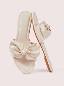 CUCCOO DOLLMOD Ladies Milk Apricot Comfortable Flat Sandals, Sweet Style Bow-Soled Sandals - Apricot - View 2