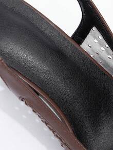SHEIN Glamour French Fashion Elegant Thin Heel Slide Sandals - Strap, Open-Toe, High Heel, Backless, Hostess/Party Wear Heels, Wine Red - Brown - View 9