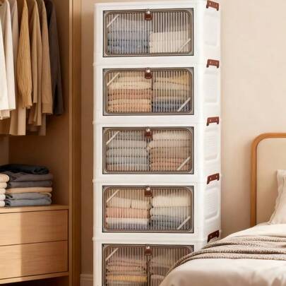 1 chiếc tủ đựng đồ đa năng nhiều tầng, có thể gấp gọn, không cần dụng cụ, tiện dụng cho phòng ngủ, phòng khách, ký túc xá, giúp tiết kiệm không gian lưu trữ trong nhà.