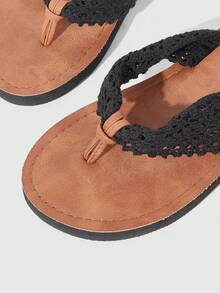 HighSole 女士时尚百搭人字拖 2026 新款夏季平底防滑软底沙滩凉拖 - 黑色 - 查看 5