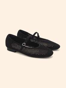 Ressula Zapatos planos casuales cómodos y de moda para mujer - Negro - Ver 4