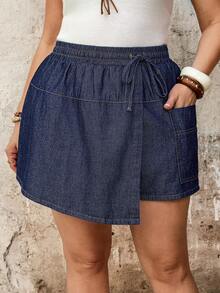 EMERY ROSE Mature Denim Quần short denim buộc dây đơn giản, cỡ lớn, thích hợp mặc hàng ngày cho nữ, mùa hè, lễ hội, tiệc tùng, đám cưới, thanh lịch, thường ngày, kỳ nghỉ, công sở, mùa hè lãng mạn/dạ hội/trang trọng/sinh nhật/thập niên 90/công sở thường ngày/thanh lịch/phong cách miền Tây/đi chơi/thời trang/thường ngày/Y2K/club/văn phòng/cocktail/cổ điển/ôm sát/lễ hội nhạc rave/vui nhộn/sang trọng/giàu có lâu đời/thời trang đường phố/kỳ nghỉ/buổi hòa nhạc đồng quê/công sở/kín đáo - Màu xanh lam - Xem 5