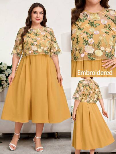 Reflora Plus Size Women Mesh Embroidered Round Neck Short Sleeve Elegant Dress Summer Dresses For Women,Spring Dress Women,Elegant Party Dresses For Women,Long Party Dresses,Wedding Guest Dress For Women,Wedding Party Dress,Luxury Evening Dresses For Weddings,Bridesmaid Dress,Wedding Guest Party Dress,Graduation Dress For Women,Graduation Ceremony,Elegant Women's Ceremony Dress,Elegant Dresses For Party,Elegant Dresses For Ladies,Elegant Long Dress,Vacation Outfits Women,Holiday Outfits For Women,Summer Vacation Outfits,Casual Dresses For Women, Luxury Evening Dress For Women,Luxury Evening Dresses For Weddings,Luxury Dresses,Formal Dresses For Women, Women's Social Carnival Costume Carnival Women Look 2026 Women Carnival Costume Carnival Outfit Carnival Costume For Women Women's Carnival Costume