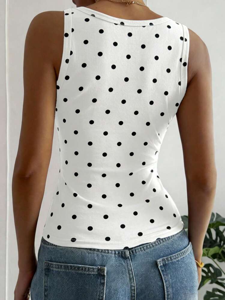 Women's Casual Polka Dot Print Camisole Top, Summer Crop Tops Women