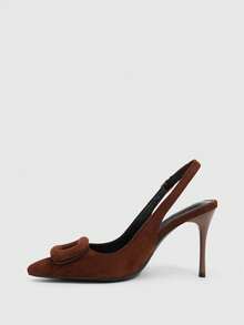 CUCCOO SZL Scarpe da donna per tutte le stagioni, nuove, in tessuto, con fibbia, punta affusolata, tacco sottile, eleganti e sexy, versatili, con fodera in pile, tacco alto, eleganti e sexy, versatili, adatte per l'uso quotidiano, di carattere, alla moda - Caffè Marrone - Visualizzare 4