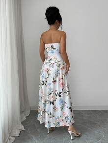 Elenzga Women's Floral Print Strapless Dress - Multicolor - View 2