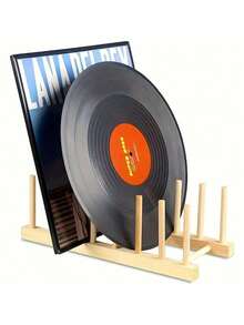 A Wooden Bookshelf And Data Rack, Vinyl Record Storage Rack, Vinyl Record Storage Rack, Photo Album Display Rack, Wooden File Book Folder Storage, Book Storage Rack, Easy To Assemble, Convenient For Storing Books At The Bedside Or Desktop. - Multicolor - View 3