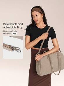 GLOWMODE 大容量 12L 仿皮 Go & Glow 绒面革斜挎包，可调节肩带，拉链隔层，插袋，日常休闲户外假日度假必备 - 卡其色 - 查看 5