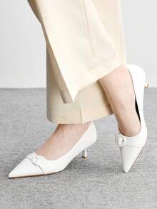 CUCCOO BIZCHIC Tacones altos clásicos para mujer, tacones altos de moda adecuados para la oficina, las compras, las citas y otras ocasiones - Blanco - Ver 5