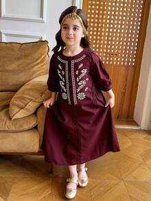 DAZY Girls (Toddler) Casual Dress, Autumn - Burgundy - View 1