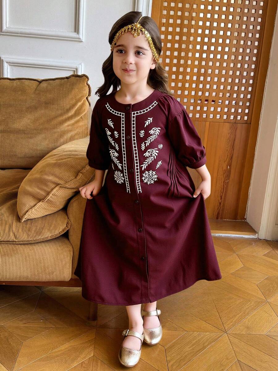 DAZY Girls (Toddler) Casual Dress, Autumn - Burgundy - View 1