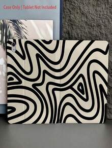 波浪涟漪抽象线条艺术图案保护套——极简主义爱好者和现代风格追求者的理想之选。这款保护套采用翻盖设计，带有笔槽和自动睡眠/唤醒功能。 - 彩色 - 查看 5