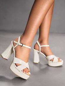 CUCCOO SZL Sexy Nightclub Simple And Generous Fashion Versatile Casual Workplace Commuter Women High Heels Sandals Spring Shoes Prom Heels Summer Shoes - White - View 7