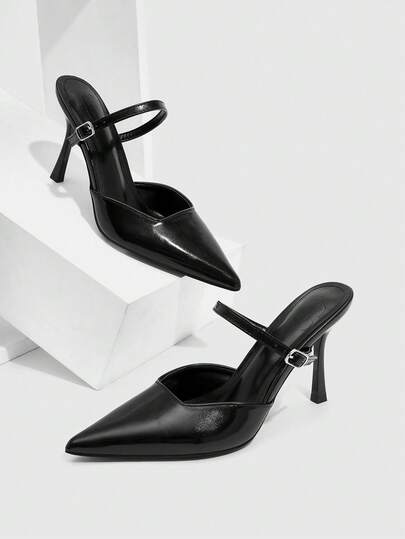 CUCCOO SZL Mules de tacón alto con diseño de hebilla, de punta afilada, de moda y versátiles para uso diario, para Navidad