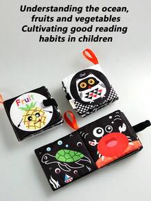 MINKOJA MINKOJA Soft Cloth Books, Baby Books Bath Books, 6 Styles For Baby Infant Toddler Kids High Contrast Black And White Book, Early Education Toys Activity Crinkle Cloth Book For Toddler, Infants And Kids Perfect For Baby,Easter,Easter Gift,Childen's Day,Baby Books, Baby Toys,Baby Sensory,Baby Toys,Baby Early Educational Toys & Baby Mirrors - Multicolor - View 7