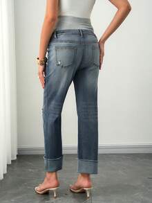 SHEIN 孕妇水洗牛仔裤 - 中等水洗藍 - 查看 2