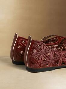 Rosivie Mocassini casual da donna con design a fibbia e aperture - Borgogna 1 - Visualizzare 4