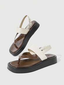 HighSole Giày đế xuồng và sandal đế cao dành cho nữ - màu nâu - Xem 4