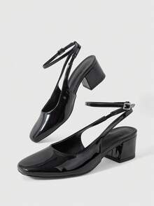 Sleekvia Women Shoes Square Thick Heel Classic High Heels - Black - View 5