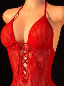 Women's Lace Red Sexy Jumpsuit - Red - View 8