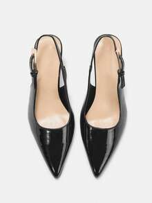 CUCCOO CURVES 女鞋 宽楦 时尚尖头细高跟 黑色后跟搭扣 简约经典 日常舒适 加厚高跟 女鞋 女鞋 大码女鞋 - 黑色 - 查看 6