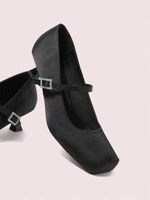 CUCCOO DOLLMOD Tacones altos de diseño con hebilla para uso diario de las mujeres - Negro - Ver 2
